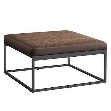 SONGMICS HOME LUIZ Collection - Ottoman, Square Coffee Table, Footstool, Reversible Top, Padded Seat, Side Table, Minimalist, Steel Frame, Max. Load 660 lb, for Living Room, Walnut Brown ULOM077K01