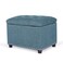 Adeco Rectangular Storage Ottoman Foot Rest Stool, Fabric Button Tufted Storage Ottoman with Hinged Lid (Cyan)