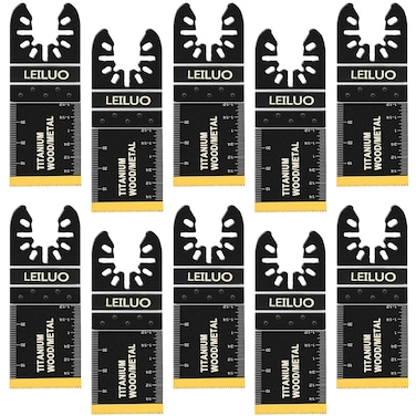 LEILUO 10 Pcs Titanium Multitool Blade Kits for Wood Nails Drywall Cutting Oscillating Saw Blades Universal Oscillating Tool Accessories with Storage Bag Compatible with DeWalt Makita Dremel and More