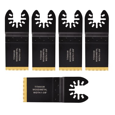 Ettonsun 5-Pack Titanium Oscillating Multitool Blades Power Cut Saw Blades Fast Cutting for Wood, Metal and Hard Material (1-3/8" x 3.5")