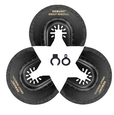 HEMUNC 3pcs Oscillating Tool Blades for Grout Removal Tile Mortar Concrete Masonry 1/16