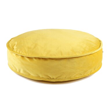 YIUOR Velvet Floor Pillows Round Chair Cushion Couch Throw Pillow Soft Pouf Seat Mattress Bean Bag for Reading Nook Play Room (19.7",Yellow)