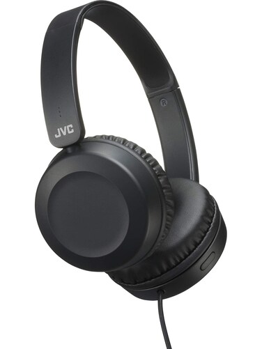 JVC Lightweight On Ear Headphones with Powerful Sound, Integrated Remote &amp; Mic for Smartphones - HAS31MB (Black), Medium