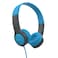 JLab JBuddies Folding Kids Wired Headphones Gen 2, Blue/Grey, Toddler Headphones, Noise Isolation, Kids Safe, Volume Limiting Headphones, Headphones for Children Ages 2+
