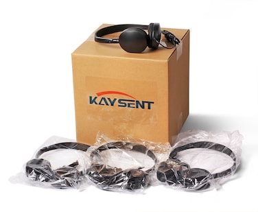Kaysent Wholesale Bulk Low Cost Earphone Earbuds Headphones (KHP-50) 50 Pack Wholesale Headphone for School,Airplane,Hospital,Students,Kids and Adults