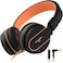 AILIHEN Kids Headphones, I35 On-Ear Headphones for School, Safe Volume 93dB, HD Mic Stereo Headphone for Kid Girls Boys, Foldable 3.5mm Wired for Chromebook, Laptop, Computer, Tablet (Black Orange)
