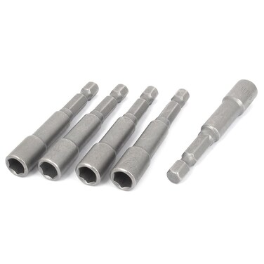 uxcell 1/4-inch Shank 7mm Hex Socket Nut Setter Driver Bit Adapter Gray 5pcs Non-Magnetic