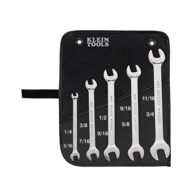 Klein Tools 68450 Open End SAE Wrench Set, 5-Piece With Rolling Pouch