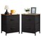 Somdot Black Nightstand Set of 2, Small Dresser for Bedroom with 2 Drawers, Bedside Table Night Stand End Table with Fabric Bins for Bedroom Kids Closet Dorm Guest Room, Black Rustic Brown