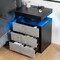 HOMMPA LED Nightstand with Wireless Charging Station &amp; USB Ports, 3 Drawer Night Stand with LED Light RGB Adjustable Brightness, Smart Nightstand High Gloss Bedside Table for Bedroom Gray