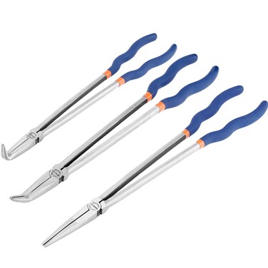 WISEPRO Long Reach 11inch/16inch Plier 3-Piece Set &ndash; 90-Degree Angle, 45-Degree Angle And Straight Needle Nose