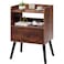 Huhote NightStand with Open Shelf,Night Stand with Drawer Storage Side Table End Table,Bedside Table with Solid Wood Feet,Mid Century Night Stands for Bedroom Sofa Couch Small Spaces(Brown)