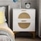 Aenuert Rattan Nightstand with 2 Drawers, Wooden Boho Side Table with Storage, Bedside End Table for Bedroom, Dorm and Small Spaces(White)