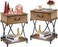 VECELO Nightstands Set of 2 with Drawer for Bedroom, Endtable Bedside Table with Storage &amp; Open Shelf for Living Room, Brown