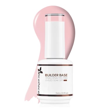 Nicedeco Hema Free Builder Nail Gel Polish 15ML Cruelty Free Vegan 8 in 1 Builder Base Gel Strengthener Gel Hard Gel Builder Extension Nail Gel -018
