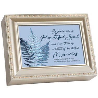 Cottage Garden Blessed are The Pure in Heart Inspirational Champagne Rope Trim Music Box Plays Amazing Grace