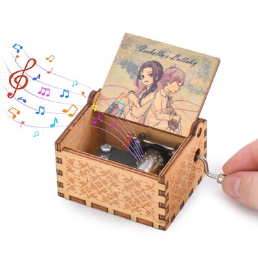 Wood Musical Box, The Promised Neverland Music Box Wooden Musical Instrument with Melody Isabella&rsquo;s Lullaby Gift for Birthday Anniversary Holiday (Style 5)