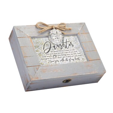 Cottage Garden Love Will Follow Our Family Everywhere Teal Distressed Locket Music Box Plays Wind Beneath My Wings