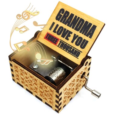 ukebobo Wooden Color Painted Music Box - Grandma I Love You 3000 Music Box,Gift from Grandson or Granddaughter to Grandma, Unique Music Box for Grandma - 1 Set