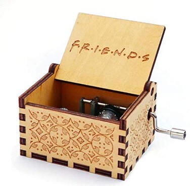 Nostalgish Music Boxes Hand Crank Wooden Musical Boxes Music Box - Unique Gift (Wood, Friends)