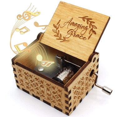 ukebobo Wooden Music Box -Amazing Grace Box, Baptism Gifts, Faith Gifts for Friends, Women, Kids, Families&ndash; 1 Set