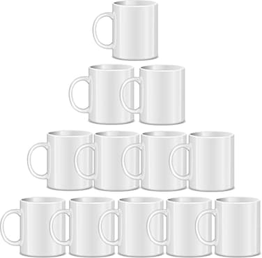 RAINBOWTIE Sublimation Mugs Blank, 11oz Sublimation Coffee mugs, White Coated Ceramic Cup, Mug Sets - Set of 12