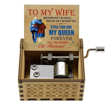 Hefonti Music Box Gift for Wife, Valentine Day Anniversary Christmas Birthday Gift to Wife Girlfriend from Husband Boyfriend Romantic Hand Crank Musical Box Play You are My Sunshine