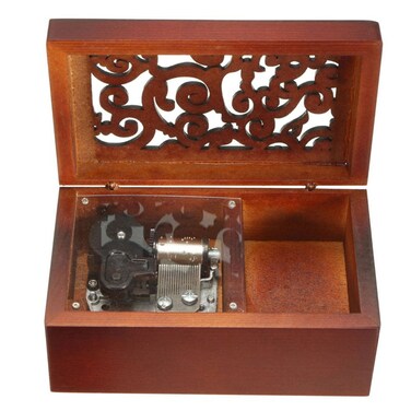 FnLy Antique Engraved Wooden Wind-Up Musical Box,You are My Sunshine Musical Box,with Silver-Plating Movement in,Rectangle