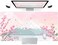 Japanese Desk Mat Pastel Pink Cherry Blossom Mouse Pad Mt Fuji Japan Large Gaming Anime Mousepad XXL 31.5x15.75 in, Kawaii Aesthetic Flower Cute Women Office Decor Computer Laptop Keyboard Mat