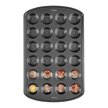 Wilton Perfect Results Premium Non-Stick Pan 24-Cup Mini Muffin Tin, Steel, Silver