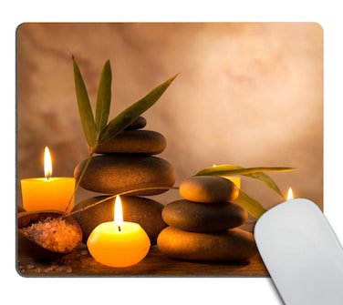 Smooffly Gaming Mouse Pad Custom,Aromatic Candles and Zen Stones Rectangle Mouse Pads for Computers Laptop