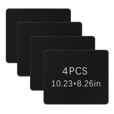 4 PCS Black Mouse pad Bulk with Stitched Edge, 10.2x8.3inches, 3mm Thickness Premium Textured Non-Slip Rubber Base Mouse pad Black, Washable Gaming Mouse Pad Pack for Office and Home