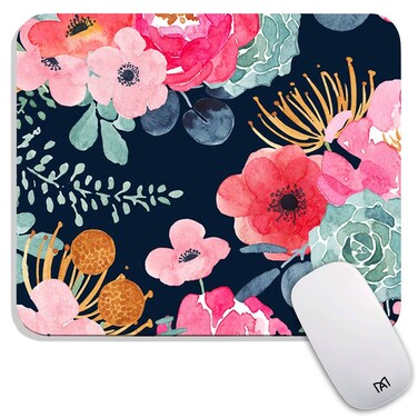 Armanza Square Mouse Pad Pink Flower, Personalized Premium-Textured Custom Mouse Mat Design, Washable Mousepad Lycra Cloth, Non-Slip Rubber Base Computer Mouse Pads for Wireless Mouse
