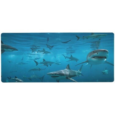 xigua Sea Shark Mouse Pad Large Gaming Mouse Pad- 35.4x15.7x0.12x0.12 inch Computer Keyboard Mouse Mat Non-Slip Mousepad Rubber Base for Game Players, Office, Study