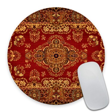 Smooffly Circular Mouse Pad Rug Mousepad Red Mouse Mat Persian Carpet MousePad Desk Accessories Mouse Pad Round Mouse Mat Persian Rug Mouse Pad Office Present