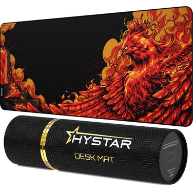Hystar Extended Gaming Mouse Pad   XXL 36" x 16"   5mm Thick, Waterproof Surface, Smooth Polyester Fabric, and Natural Rubber Base   Mythic Phoenix