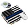 LOWORO Mouse Pad and Coasters Set, Thin Blue Line American Flag Mouse Pad, Non-Slip Rubber Base Rectangle Mouse Pads for Laptop and Computer Office Accessories