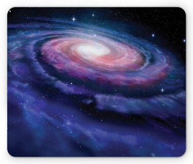 Ambesonne Galaxy Mouse Pad, Nebula in Outer Space Spiral Stardust Mist Cloud of Dust Planetarium Astronomy Art, Rectangle Non-Slip Rubber Mousepad, Standard Size, Mauve Blue