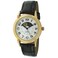 Peugeot Men's 14k Gold Plated Dress Watch - Vintage with Lunar Window and Crocodile-Embossed Leather Strap