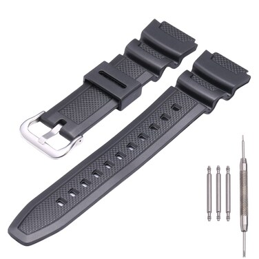 MCXGL Natural Resin Replacement Watch Band Compatible with Casio W218H W-219H AE1200WH AE-1300WH W800H SGW-300H F-108WH Waterproof Rubber strap