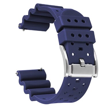 HUAFIY Premium Quality Waterproof Silicone Watch Bands - Choose Color &amp; Width 20mm, 22mm,24mm Watch Straps.Quick Release Rubber Watch Bands for Men/Women (22mm, deep blue/silver buckle)