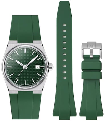 Stanchev Strap for Tissot PRX Watch 40mm 35mm Series,Soft Silicone Band for Tissot PRX Powermatic 80,11mm/12mm Replacement Bands for Tissot PRX Series Watch 35mm 40mm Men Women (40mm, Green)