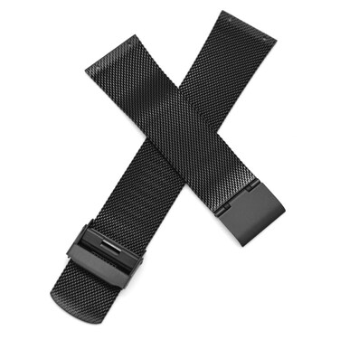 22mm Screwing Stainless Steel Watch Strap Replacement for Skagen (Black)