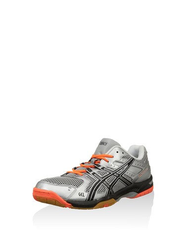 ASICS Men's Gel-Rocket 6 Volleyball Shoe, Grey/Orange, 9