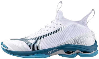 Mizuno Unisex Wave Lightning Neo 2 Volleyball Shoe, White-Moroccan Blue, 7 US Men
