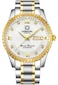 Gosasa Swiss Made Men Luxury Gold Watches,Automatic Analog Display Calendar Week Luminous Gold Stainless Diamond Watches (White)