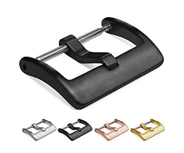 torbollo Watch Buckle, Black Stainless Steel Watch Clasp 20mm for Leather Silicone Watch Bands