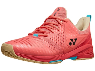 YONEX Men&rsquo;s Power Cushion Sonicage 3 Tennis Shoes, Coral Red (US Size 9)