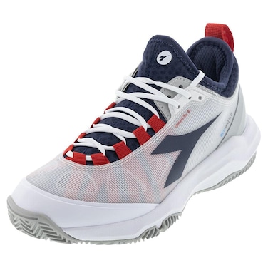 Diadora Men`s Speed Blushield Fly 4 Clay Tennis Shoes White and Blue Corsair