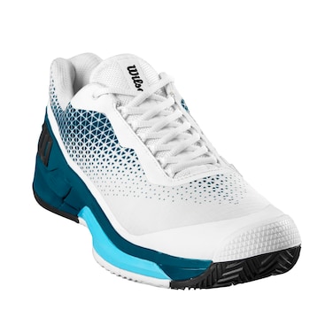 WILSON Men's Rush Pro 4.0 Clay Sneaker, White/Blue Coral/Blue Atoll, 12